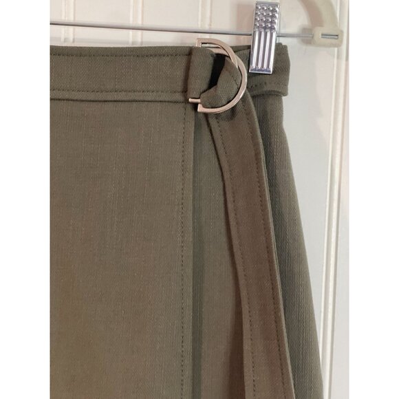 Ann Taylor Petite Olive Green A-Line Skirt With D-Ring Belt - Picture 3 of 14